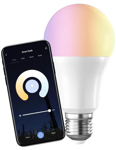 Лампа LED 9W RGBW E27 A60 820lm 220 димируема 25000h управление чрез iOS/Android приложение Commel IoT