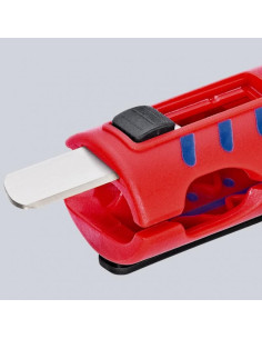Knipex Инструмент за заголване на кабели, с телескопичен нож, за изолация Ø8-13мм, червена ръкохватка 125мм, с фиксатор, - K168  2