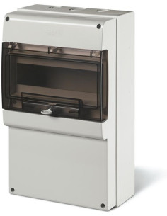 Scame Табло за индустриални контакти и DIN модули IP66, UV, PG и М вход, серия Domino (12 DIN и плътен капак без отвори) - 672. 