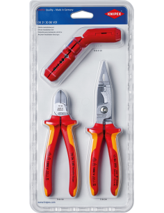 Knipex Комплект с 3 бр. инструменти - ErgoStrip (K169501), инсталаторски клещи (K1386200), резачки (K7006160) - K003130BKV01 - Ц
