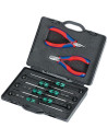 Knipex Комплект в куфар с 2 бр. клещи остър връх 115 мм (K3522115), резачки 115мм (K7702115) и отвертки Wera - 4х шлиц, 2х PH, -