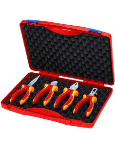Knipex Комплект в куфар RED с 4 бр. клещи - комбинирани (K0306180), резачки (K7006160), заголващи (K1106160), тънки (K2616200), 