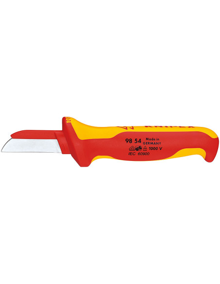Кабелен нож с предпазител, VDE 1000V жълто-червена ръкохватка 190мм, Knipex