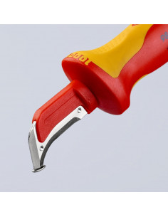 Knipex Кабелен нож извит с предпазител, VDE 1000V жълто-червена ръкохватка 180мм, - K9855 - Цена | LEDs4economy 2