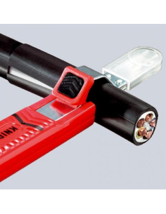 Knipex Кабелен нож, за изолация Ø8-28мм, червена ръкохватка 130мм, с фиксатор, - K162028SB - Цена | LEDs4economy 2