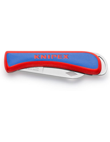 Сгъваем нож за електротехници, синьо-червена ръкохватка 120мм, Knipex