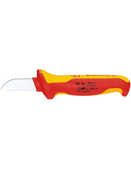 Кабелен нож, VDE 1000V жълто-червена ръкохватка 190мм, Knipex