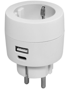 COMMEL Адаптер за контакт бял с USB A+C 1 х шуко - C240-801 - Цена | LEDs4economy