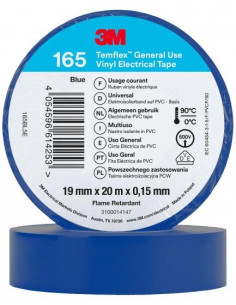 3M Изолационна лента Temflex 165 цвят СИН 0.15мм х 19мм, дължина 20м - 3M740202003 - Цена | LEDs4economy