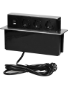 ORNO Мебелна кутия Pop-Up, с контакти 3х шуко, 2х USB тип A+C, кабел 2m, 273x65x93mm, цвят ИНОКС,  - OR-GM-9014(GS)/B-G - 5