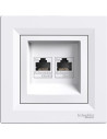 SE Розетка 2xRJ45 UTP cat.5e моноблок цвят Бял Asfora - EPH4400121 - Цена | LEDs4economy