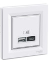 SE Розетка 2хUSB за зареждане тип A+C 2.4A 12W моноблок цвят Бял Asfora - EPH2700321 - Цена | LEDs4economy