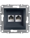 SE Розетка 2xRJ45 UTP cat.5e цвят Антрацит Asfora - EPH4400171 - Цена | LEDs4economy