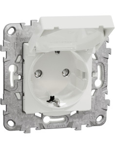SE Контакт шуко с капак IP44 с носеща рамка 2 мод. цвят Бял Unica - NU508218 - Цена | LEDs4economy