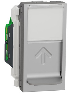 SE Розетка RJ45 UTP cat.5e S-One 1 мод. цвят Алуминий Unica - NU341030 - Цена | LEDs4economy