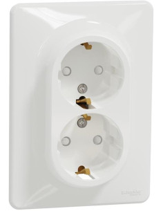 SE Контакт шуко двоен моноблок цвят Бял Sedna - SDD311221 - Цена | LEDs4economy