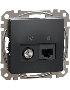 SE Розетка TV+RJ45 UTP cat.6 цвят Антрацит Sedna - SDD114469T - Цена | LEDs4economy