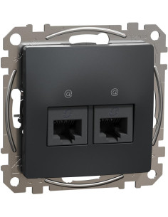 SE Розетка 2xRJ45 UTP cat.6 S-One цвят Антрацит Sedna - SDD114462 - Цена | LEDs4economy
