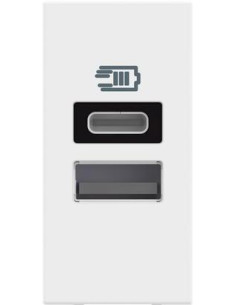 BTICINO Розетка 2xUSB за зареждане тип A+C 3A 15W 1 мод. цвят Бял /блистер/ Classia - RW4191AC - Цена | LEDs4economy