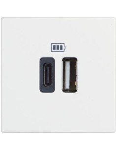 BTICINO Розетка 2xUSB за зареждане тип A+C 3A 15W 2 мод. цвят Бял /блистер/ Classia - RW4287C2 - Цена | LEDs4economy