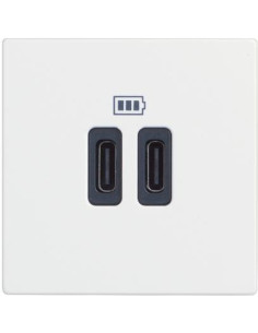 BTICINO Розетка 2xUSB за зареждане тип С 3A 15W 2 мод. цвят Бял /блистер/ Classia - RW4286C2 - Цена | LEDs4economy