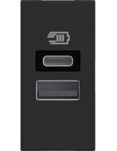 BTICINO Розетка 2xUSB за зареждане тип A+C 3A 15W 1 мод. цвят Черен /блистер/ Classia - RG4191AC - Цена | LEDs4economy