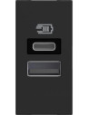 BTICINO Розетка 2xUSB за зареждане тип A+C 3A 15W 1 мод. цвят Черен /блистер/ Classia - RG4191AC - Цена | LEDs4economy