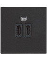 BTICINO Розетка 2xUSB за зареждане тип C 3A 15W 2 мод. цвят Черен /блистер/ Classia - RG4286C2 - Цена | LEDs4economy