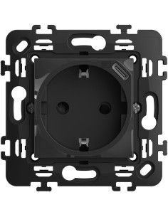 BTICINO Контакт ШУКО 2P+E 16A + USB тип C 1.5A 7.5W 2 мод. цвят Черен Classia - RG4141USB - Цена | LEDs4economy