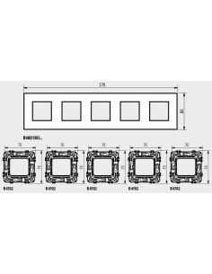 BTICINO Рамка ЧЕРЕН САТЕН 5х2 мод. НЕМСКИ СТАНДАРТ за монтаж върху носещи рамки 5х2 мод. /блистер/ Classia - R4802M5BG - Цена |  2