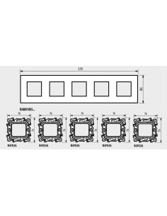 BTICINO Рамка ЧЕРЕН С НИКЕЛ 5х2 мод. НЕМСКИ СТАНДАРТ за монтаж върху носещи рамки 5х2 мод. /блистер/ Classia - R4802M5BH - Цена  2