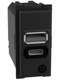 BTICINO Розетка 2xUSB за зареждане тип A+C 3A 15W 1 мод. Living Now - K4191AC - Цена | LEDs4economy