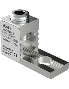 MOREK Неизолиран конектор към устройство OT50 1xAl/Cu 1,5-50 mm² h22mm 160A 690V - MAC1050E10 - Цена | LEDs4economy