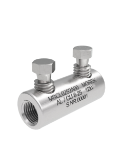 MOREK Кабелен съединител алуминиев покалаен Al/Cu 6-25mm² 12kV MSCL25 2x късащ се болт M8 - MSCL0252A00 - Цена | LEDs4economy