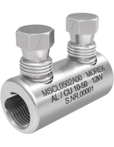 MOREK Кабелен съединител алуминиев покалаен Al/Cu 10-50mm² 12kV MSCL50 2x късащ се болт M10 - MSCL0502A00 - Цена | LEDs4economy