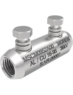 MOREK Кабелен съединител алуминиев покалаен Al/Cu 16-95mm² 36kV MSCM95 2x късащ се болт M12 - MSCM0952A00 - Цена | LEDs4economy