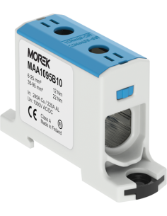 MOREK Тунелна клема СИНЯ 1P 245A с 2 отвора OTL95 1xAl/Cu 6-95mm² 1000V - MAA1095B10 - Цена | LEDs4economy