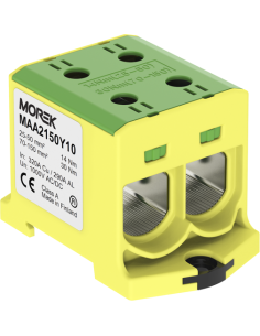 MOREK Тунелна клема ЖЪЛТО-ЗЕЛЕНА 1P 320A с 4 отвора OTL150-2 2xAl/Cu 25-150mm² 1000V - MAA2150Y10 - Цена | LEDs4economy