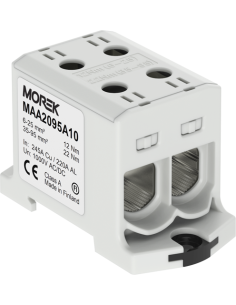 MOREK Тунелна клема СИВА 1P 245A с 4 отвора OTL95-2 2xAl/Cu 6-95mm² 1000V - MAA2095A10 - Цена | LEDs4economy