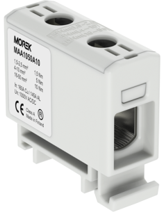 MOREK Тунелна клема СИВА 1P 160A с 2 отвора OTL50 1xAl/Cu 1,5-50mm² 1000V - MAA1050A10 - Цена | LEDs4economy