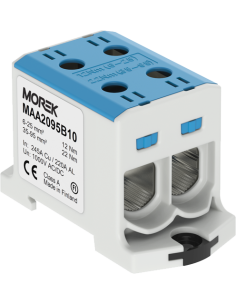 MOREK Тунелна клема СИНЯ 1P 245A с 4 отвора OTL95-2 2xAl/Cu 6-95mm² 1000V - MAA2095B10 - Цена | LEDs4economy