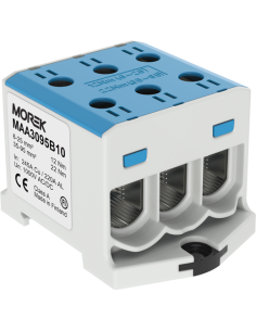 MOREK Тунелна клема СИНЯ 1P 245A с 6 отвора OTL95-3 3xAl/Cu 6-95mm² 1000V - MAA3095B10 - Цена | LEDs4economy