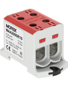 MOREK Тунелна клема ЧЕРВЕНА 1P 245A с 4 отвора OTL95-2 2xAl/Cu 6-95mm² 1000V - MAA2095R10 - Цена | LEDs4economy