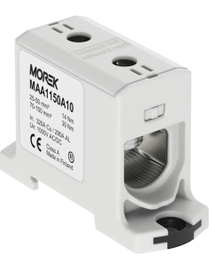 MOREK Тунелна клема СИВА 1P 320A с 2 отвора OTL150 1xAl/Cu 25-150mm² 1000V - MAA1150A10 - Цена | LEDs4economy