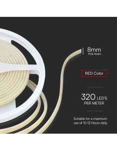 V-TAC LED COB Лента 24V IP67 Червена 320 Leds 10W/m - 23141 - Цена | LEDs4economy 2