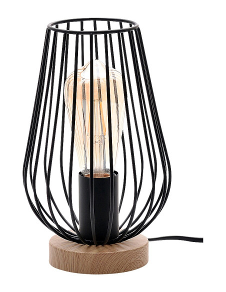 6915 Gremio, настолна лампа, E27 1x MAX 40W, черен абажур с основа цвят дърво, D15xH24.5cm