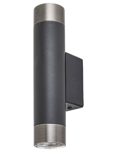 Zircon, стенен аплик за вътрешен монтаж, метален, GU10 2xMAX 5W, матово черно, шампанско, въртящи се глави