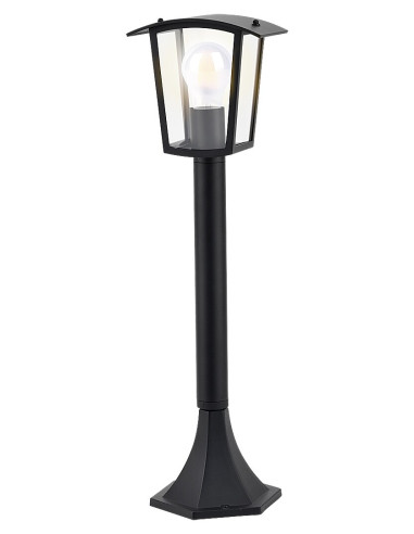 7128 Taverna, външна стояща алуминиева лампа, E27 1xMAX 15W, матово черно, прозрачен пластмасов абажур, IP44, 17x60x17cm