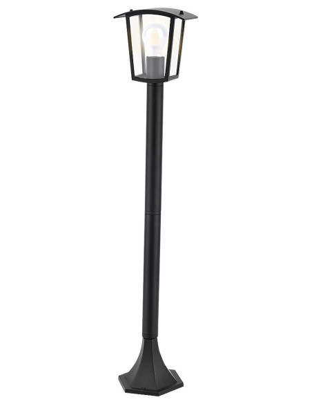 7129 Taverna, външна стояща алуминиева лампа, E27 1xMAX 15W, матово черно, прозрачен пластмасов абажур, IP44,  17xH90cm