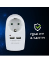 V-TAC Щепсел Адаптер Шуко С 2ХUSB 5V 2.1A Бял - 4